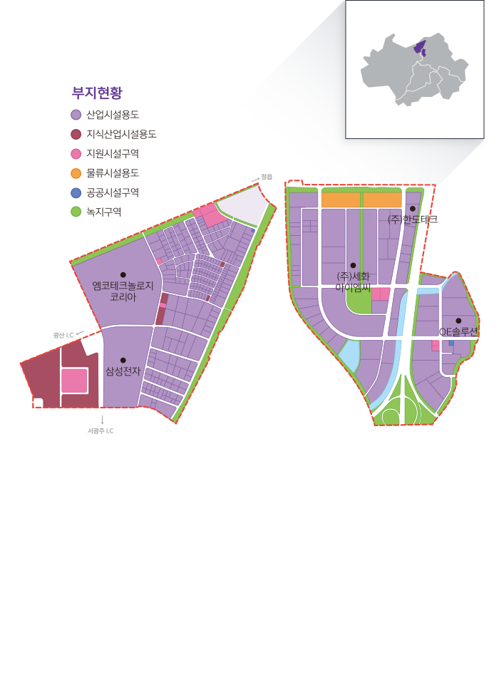 첨단과학 국가산업단지 지도